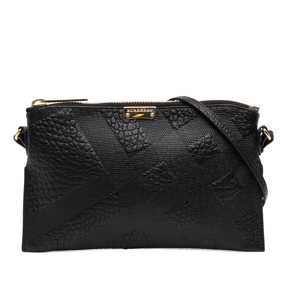 Pre-Loved Burberry Small Grain Check Embossed Leather Chichester Crossbody